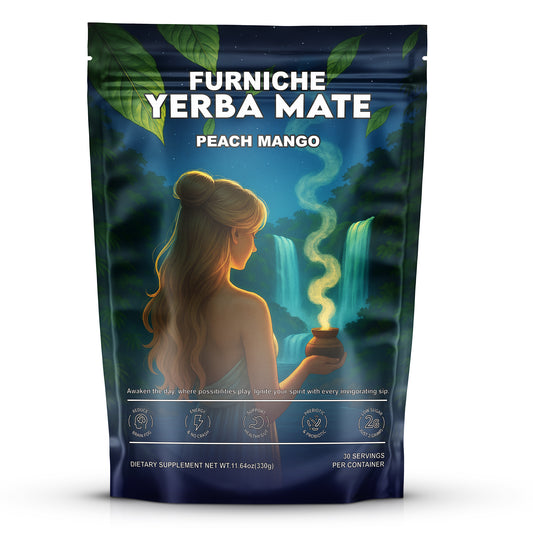 Yerba Mate Instant Tea Powder, 3-in-1 Super Drink for Clean Energy & Brain Fog Support, Prebiotic & Probiotic Drink for Gut Balance & Magic Mind – Yerba Mate Peach Mango 30 Servings