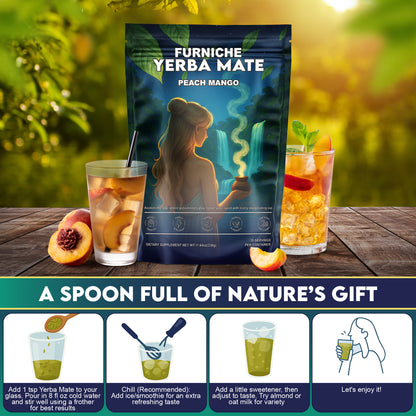Yerba Mate Instant Tea Powder, 3-in-1 Super Drink for Clean Energy & Brain Fog Support, Prebiotic & Probiotic Drink for Gut Balance & Magic Mind – Yerba Mate Peach Mango 30 Servings