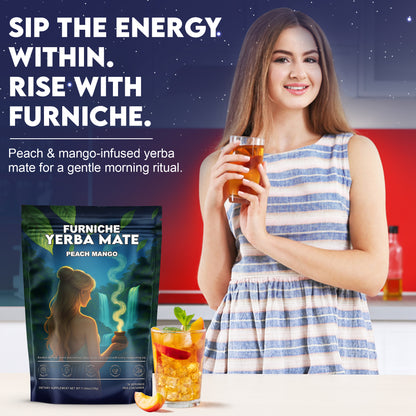 Yerba Mate Instant Tea Powder, 3-in-1 Super Drink for Clean Energy & Brain Fog Support, Prebiotic & Probiotic Drink for Gut Balance & Magic Mind – Yerba Mate Peach Mango 30 Servings