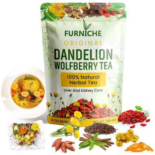 Furniche Dandelion Wolfberry Tea – Seven Natural Ingredients Herbal Tea for Kidney and Liver Health, Dandelion Chinese Wolfberry Tea Bags Organic - 30 Servings
